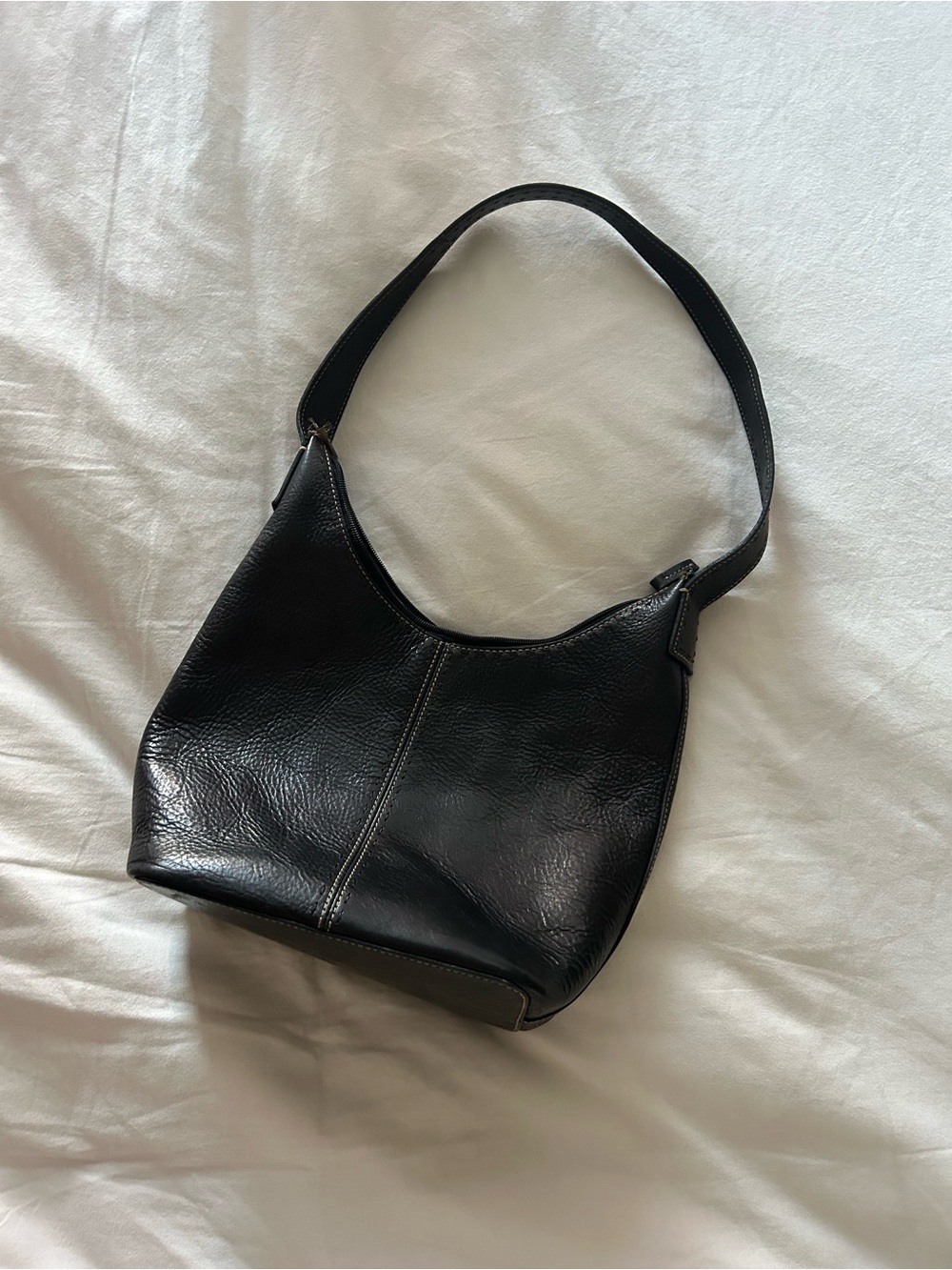 Leather Fossil Bucket Bag